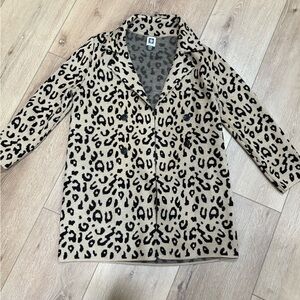 Anne Klein Black and Tan Animal Print Coat